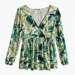TORRID Tropical Leaf Print Smocked Peplum Blouse - Size Large